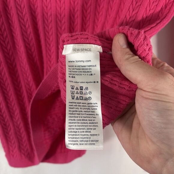 Tommy Hilfiger Sweater Women's Large Pink Crew Neck Long Sleeve 100% Cotton - Picture 3 of 7
